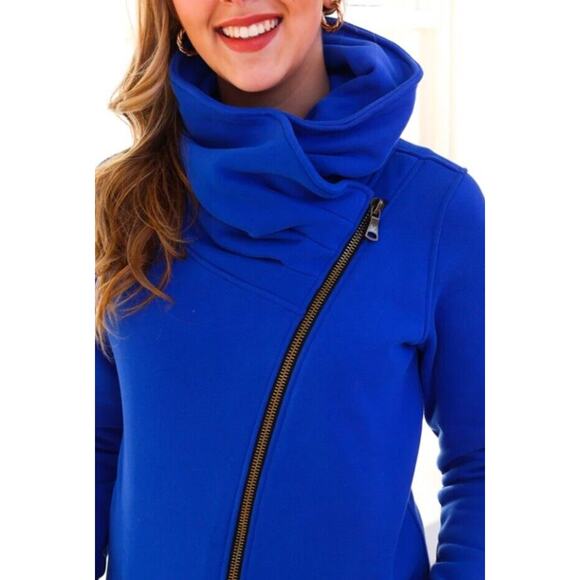 Classic Zoey Zip Cowl Neck Fleece Sweatshirt Women 4XL by Michelle Mae Blue Soft - Picture 4 of 16